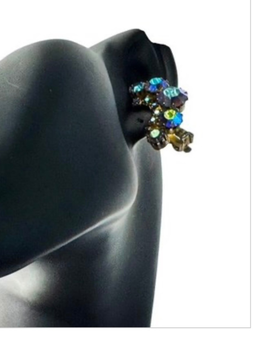 1950s–1960s Signed Coro Aurora Borealis Rhinestone Clip-On Earrings